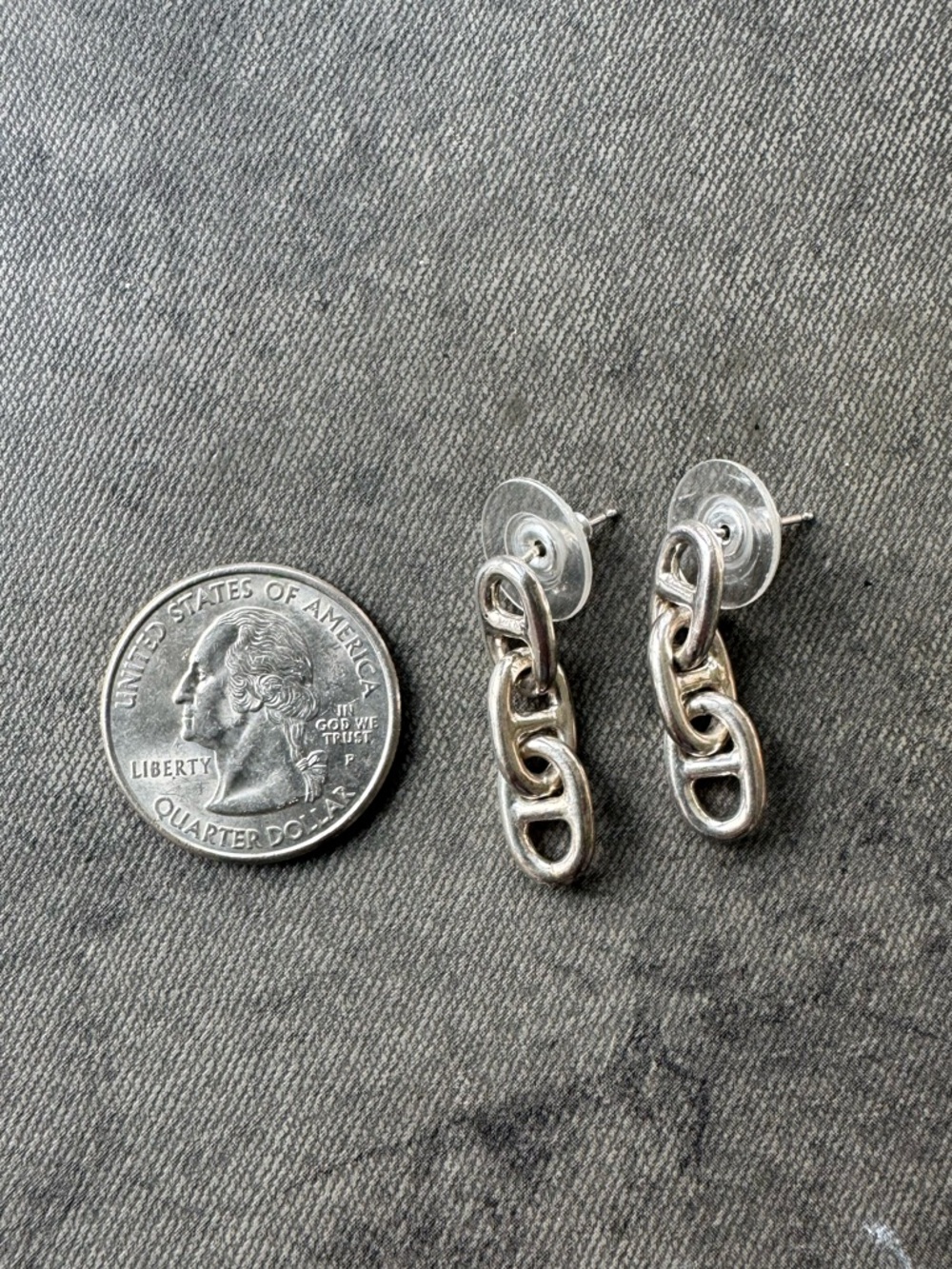 Sterling Silver Anchor Chain Link Earrings